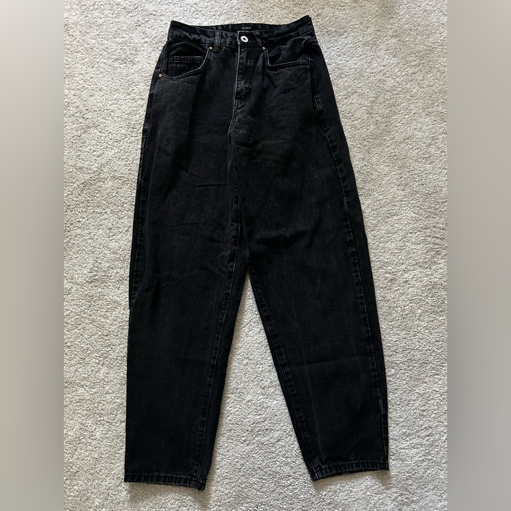 COTTON ON “Slouch Mom Jean” Black High Waist Skinny Leg Mom Jeans SIZE 4
